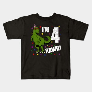 Bday Kids 4 Years Old Dinosaur Birthday Kids T-Shirt